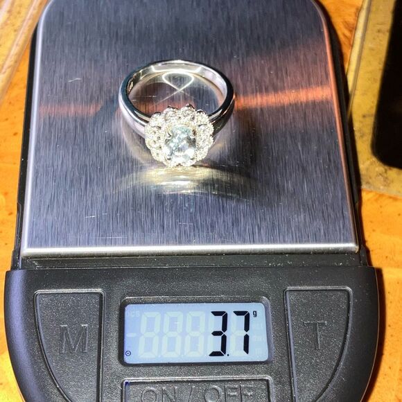 Natural Aquamarine Sterling Silver Ring Size 8.75 - Picture 9 of 9